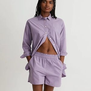 Madewell Womens Pull On Shorts in Signature Poplin Aster Bloom sz XL NEW